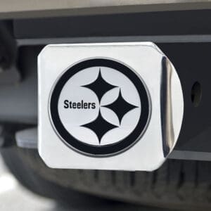 Pittsburgh Steelers Chrome Metal Hitch Cover with Chrome Metal 3D Emblem