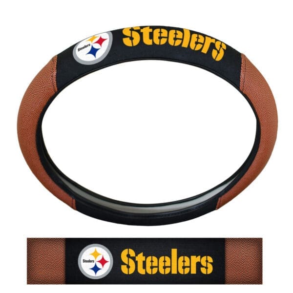 Pittsburgh Steelers Football Grip Steering Wheel Cover 15 Diameter 1