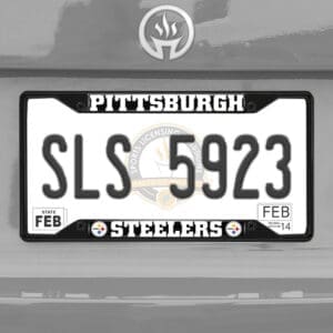 Pittsburgh Steelers Metal License Plate Frame Black Finish