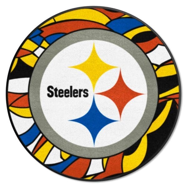 Pittsburgh Steelers Roundel Rug 27in. Diameter XFIT Design 1 scaled