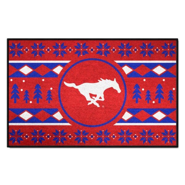 SMU Mustangs Holiday Sweater Starter Mat Accent Rug 19in. x 30in 1 scaled
