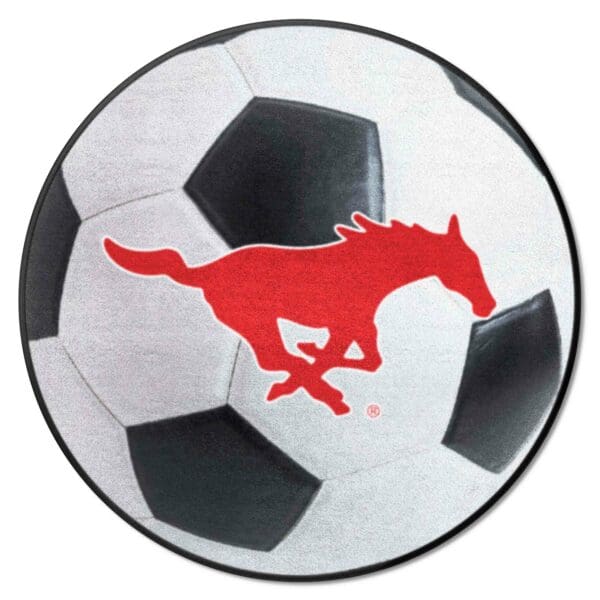SMU Mustangs Soccer Ball Rug 27in. Diameter 1 scaled