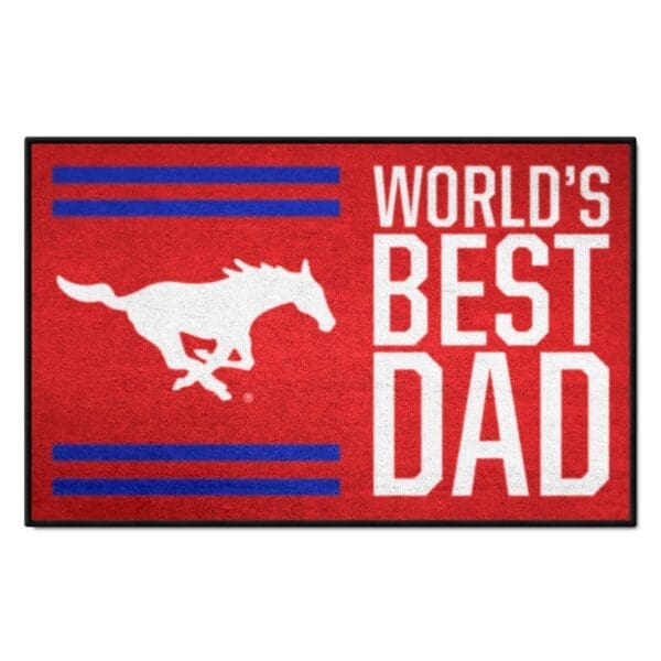 SMU Mustangs Starter Mat Accent Rug 19in. x 30in. Worlds Best Dad Starter Mat 1 scaled