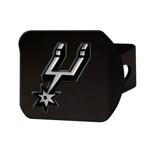 San Antonio Spurs Black Metal Hitch Cover with Metal Chrome 3D Emblem 21019 1