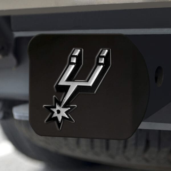San Antonio Spurs Black Metal Hitch Cover with Metal Chrome 3D Emblem-21019