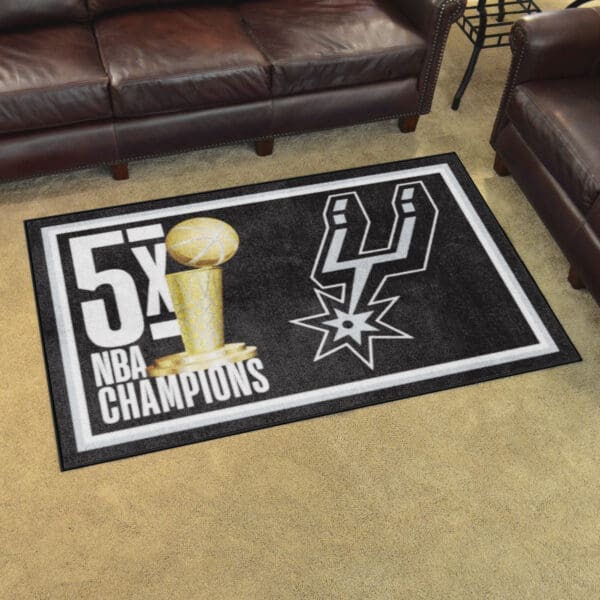 San Antonio Spurs Dynasty 4ft. x 6ft. Plush Area Rug-35127