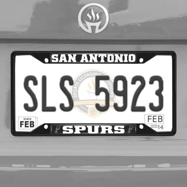 San Antonio Spurs Metal License Plate Frame Black Finish-31340