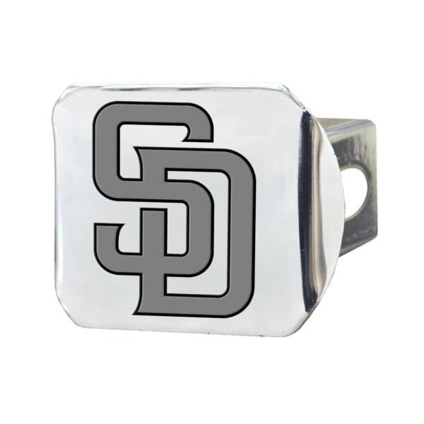 San Diego Padres Chrome Metal Hitch Cover with Chrome Metal 3D Emblem 1