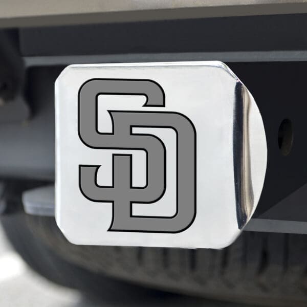 San Diego Padres Chrome Metal Hitch Cover with Chrome Metal 3D Emblem