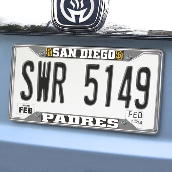 San Diego Padres Chrome Metal License Plate Frame