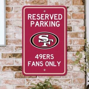 San Francisco 49ers Team Color Reserved Parking Sign Décor 18in. X 11.5in. Lightweight