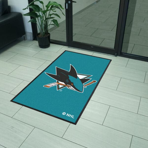 San Jose Sharks 3X5 High-Traffic Mat with Durable Rubber Backing - Portrait Orientation-12878