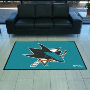 San Jose Sharks 4X6 High-Traffic Mat with Durable Rubber Backing - Landscape Orientation-12879