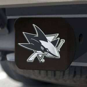 San Jose Sharks Black Metal Hitch Cover with Metal Chrome 3D Emblem-25086