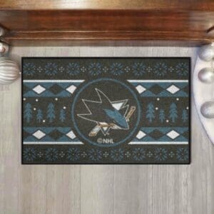 San Jose Sharks Holiday Sweater Starter Mat Accent Rug - 19in. x 30in.-26868