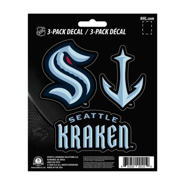 Seattle Kraken 3 Piece Decal Sticker Set 30106 1