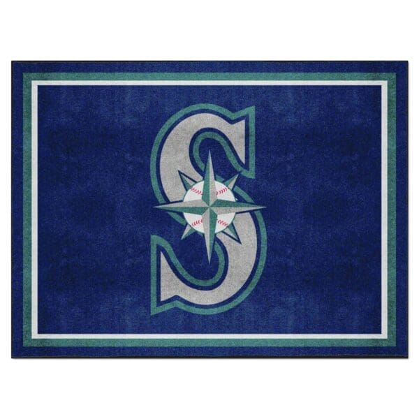 Seattle Mariners 8ft. x 10 ft. Plush Area Rug 1 1 scaled