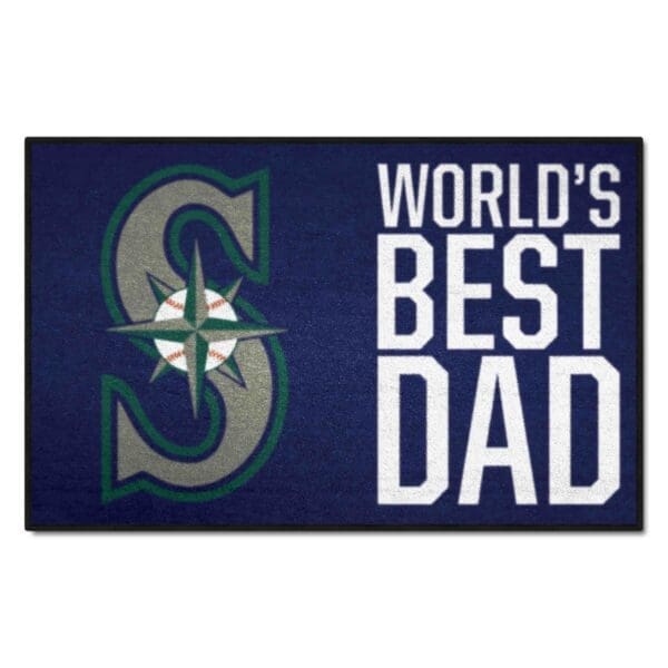 Seattle Mariners Starter Mat Accent Rug 19in. x 30in. Worlds Best Dad Starter Mat 1 scaled