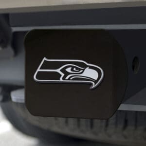 Seattle Seahawks Black Metal Hitch Cover with Metal Chrome 3D Emblem