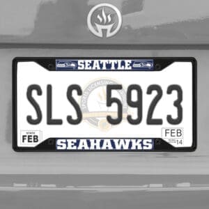 Seattle Seahawks Metal License Plate Frame Black Finish