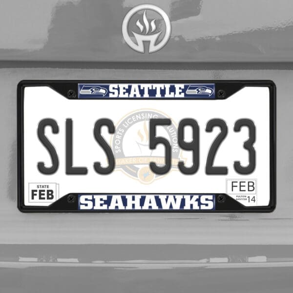 Seattle Seahawks Metal License Plate Frame Black Finish