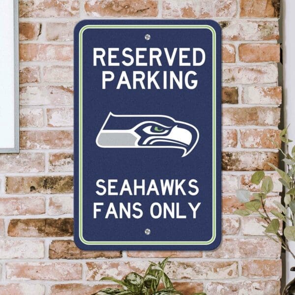 Seattle Seahawks Team Color Reserved Parking Sign Décor 18in. X 11.5in. Lightweight