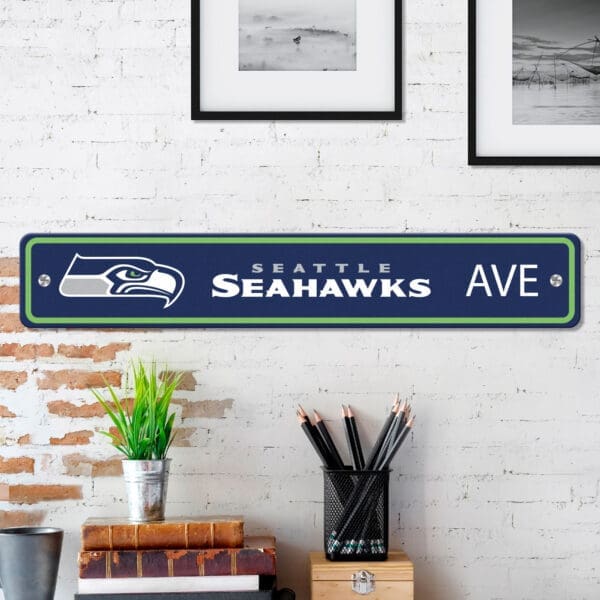 Seattle Seahawks Team Color Street Sign Décor 4in. X 24in. Lightweight