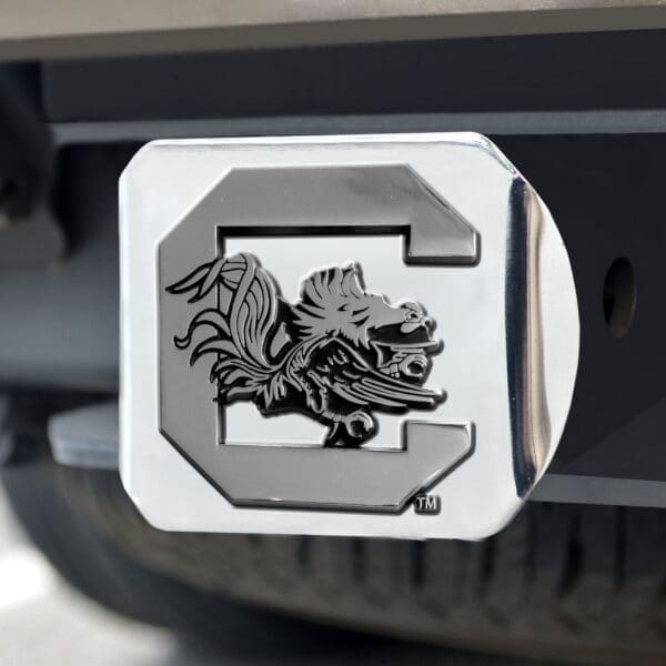 South Carolina Gamecocks Chrome Metal Hitch Cover with Chrome Metal 3D Emblem