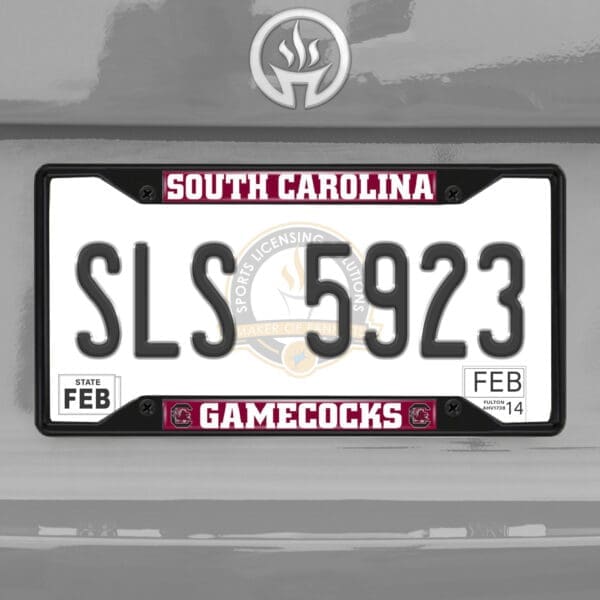South Carolina Gamecocks Metal License Plate Frame Black Finish