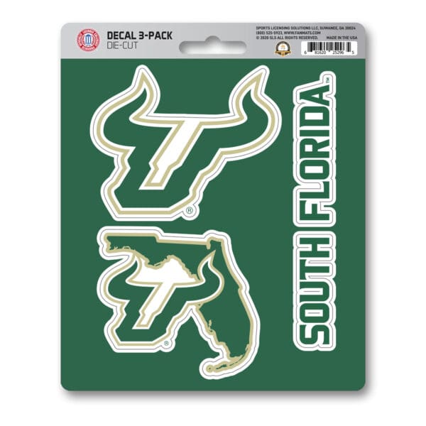 South Florida Bulls 3 Piece Decal Sticker Set 1