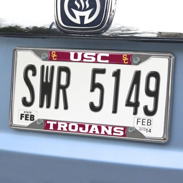 Southern California Trojans Chrome Metal License Plate Frame