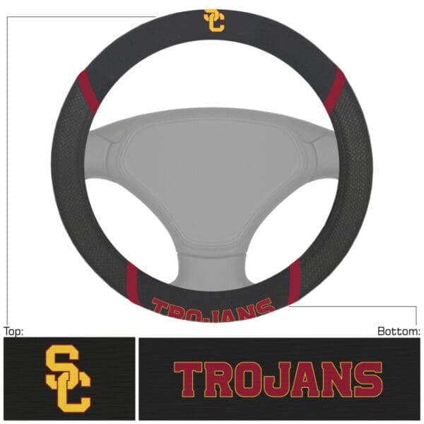 Southern California Trojans Embroidered Steering Wheel Cover 1
