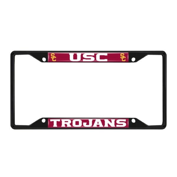 Southern California Trojans Metal License Plate Frame Black Finish 1