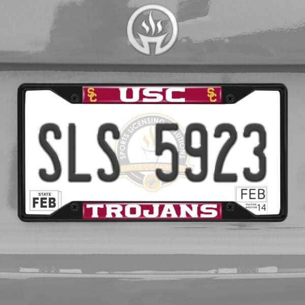 Southern California Trojans Metal License Plate Frame Black Finish