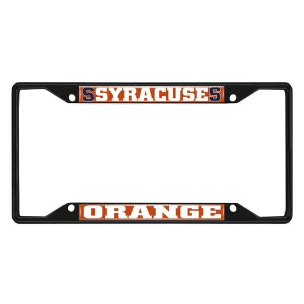 Syracuse Orange Metal License Plate Frame Black Finish 1