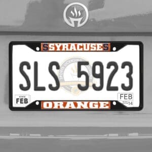 Syracuse Orange Metal License Plate Frame Black Finish