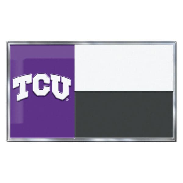TCU Horned Frogs State Flag Aluminum Embossed Emblem 1
