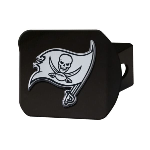 Tampa Bay Buccaneers Black Metal Hitch Cover with Metal Chrome 3D Emblem 1
