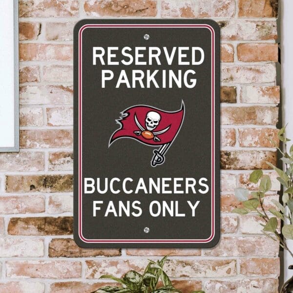 Tampa Bay Buccaneers Team Color Reserved Parking Sign Décor 18in. X 11.5in. Lightweight