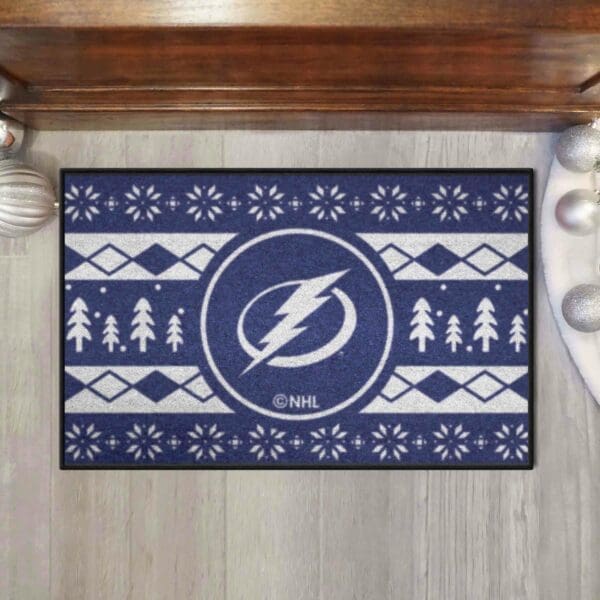 Tampa Bay Lightning Holiday Sweater Starter Mat Accent Rug - 19in. x 30in.-26870