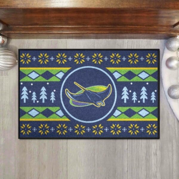 Tampa Bay Rays Holiday Sweater Starter Mat Accent Rug - 19in. x 30in.