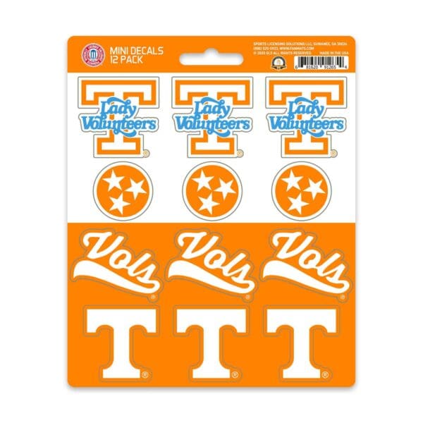 Tennessee Volunteers 12 Count Mini Decal Sticker Pack 1