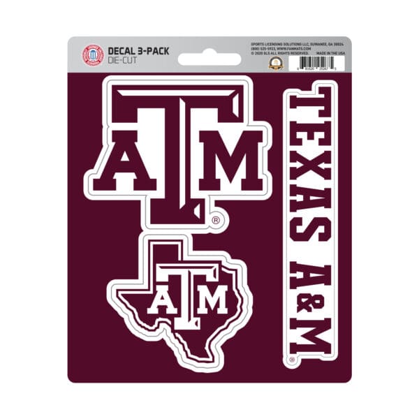 Texas AM Aggies 3 Piece Decal Sticker Set 1