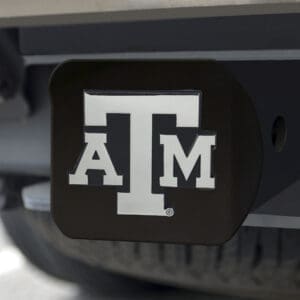 Texas A&M Aggies Black Metal Hitch Cover with Metal Chrome 3D Emblem