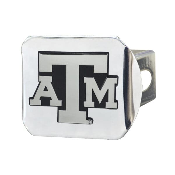 Texas AM Aggies Chrome Metal Hitch Cover with Chrome Metal 3D Emblem 1