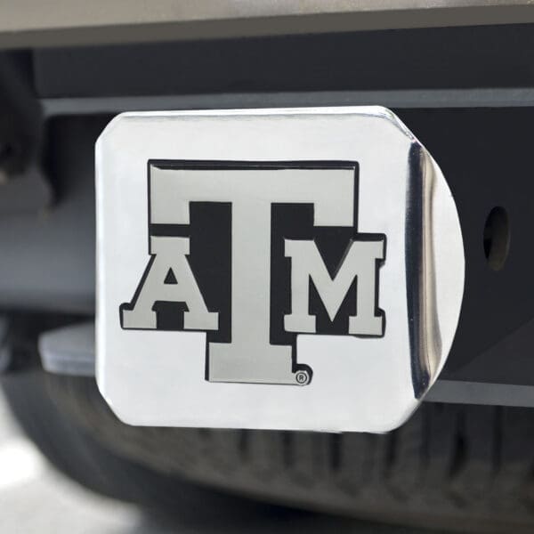 Texas A&M Aggies Chrome Metal Hitch Cover with Chrome Metal 3D Emblem