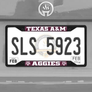 Texas A&M Aggies Metal License Plate Frame Black Finish