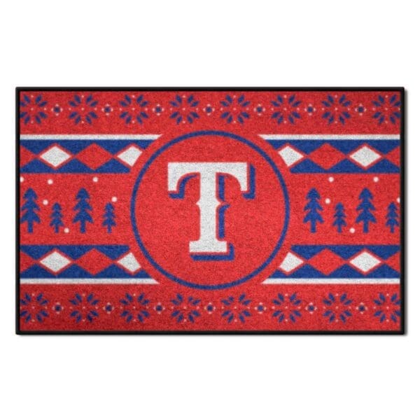 Texas Rangers Holiday Sweater Starter Mat Accent Rug 19in. x 30in 1 scaled