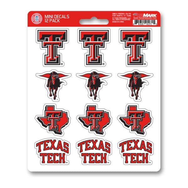 Texas Tech Red Raiders 12 Count Mini Decal Sticker Pack 1