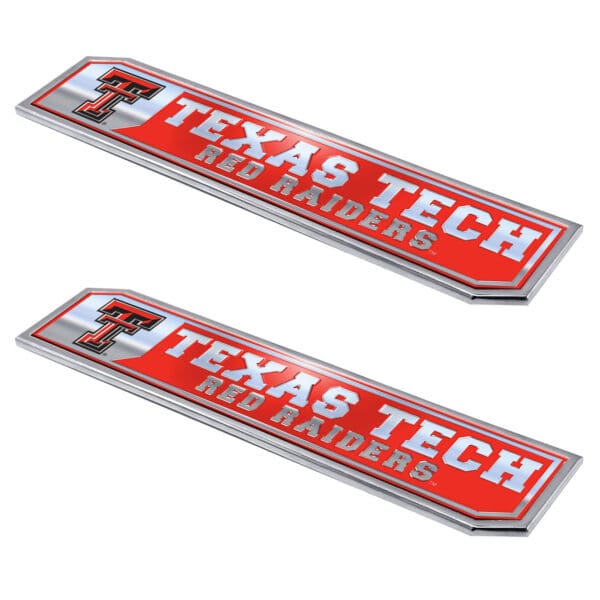 Texas Tech Red Raiders 2 Piece Heavy Duty Aluminum Embossed Truck Emblem Set 1